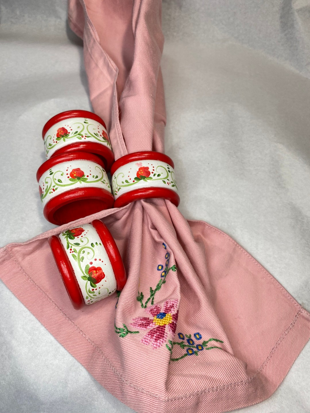 Christmas Napkin Rings, Holiday Red Dinner Table Decor Etsy