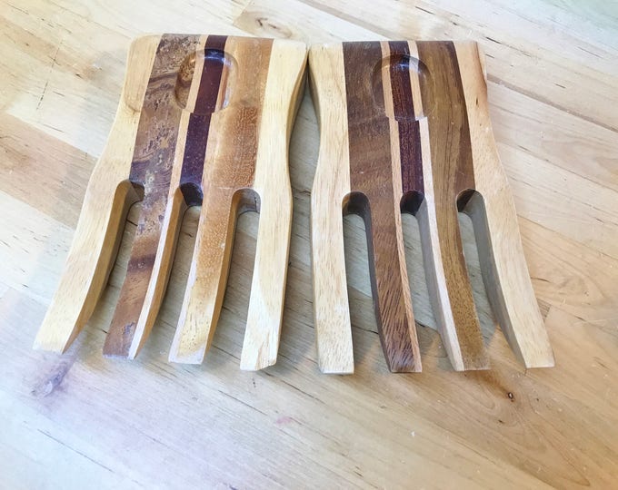 Wooden Salad Forks, mid century dinner utensils