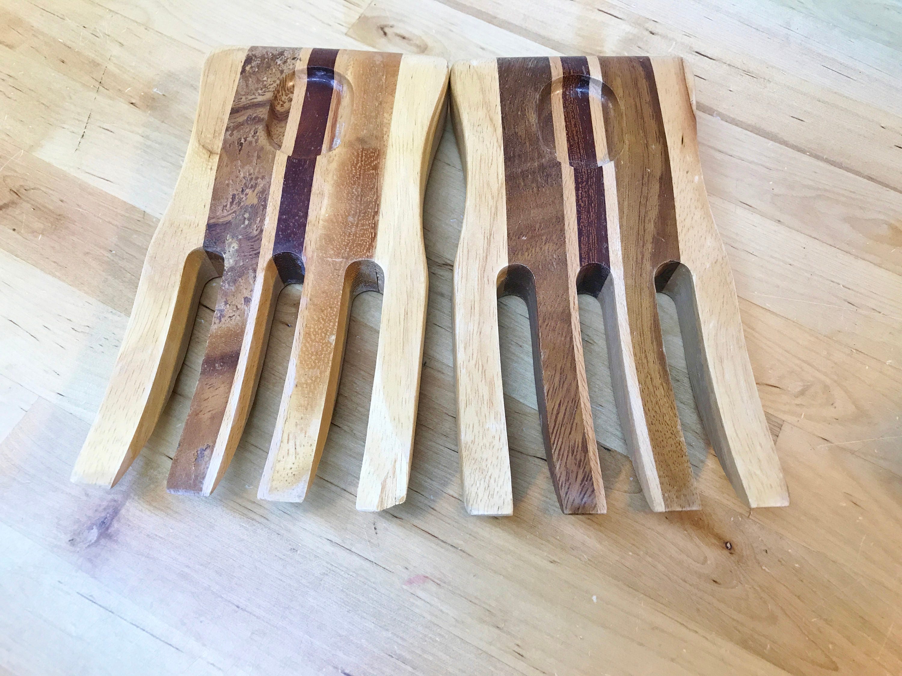 Wooden Salad Forks, mid century dinner utensils