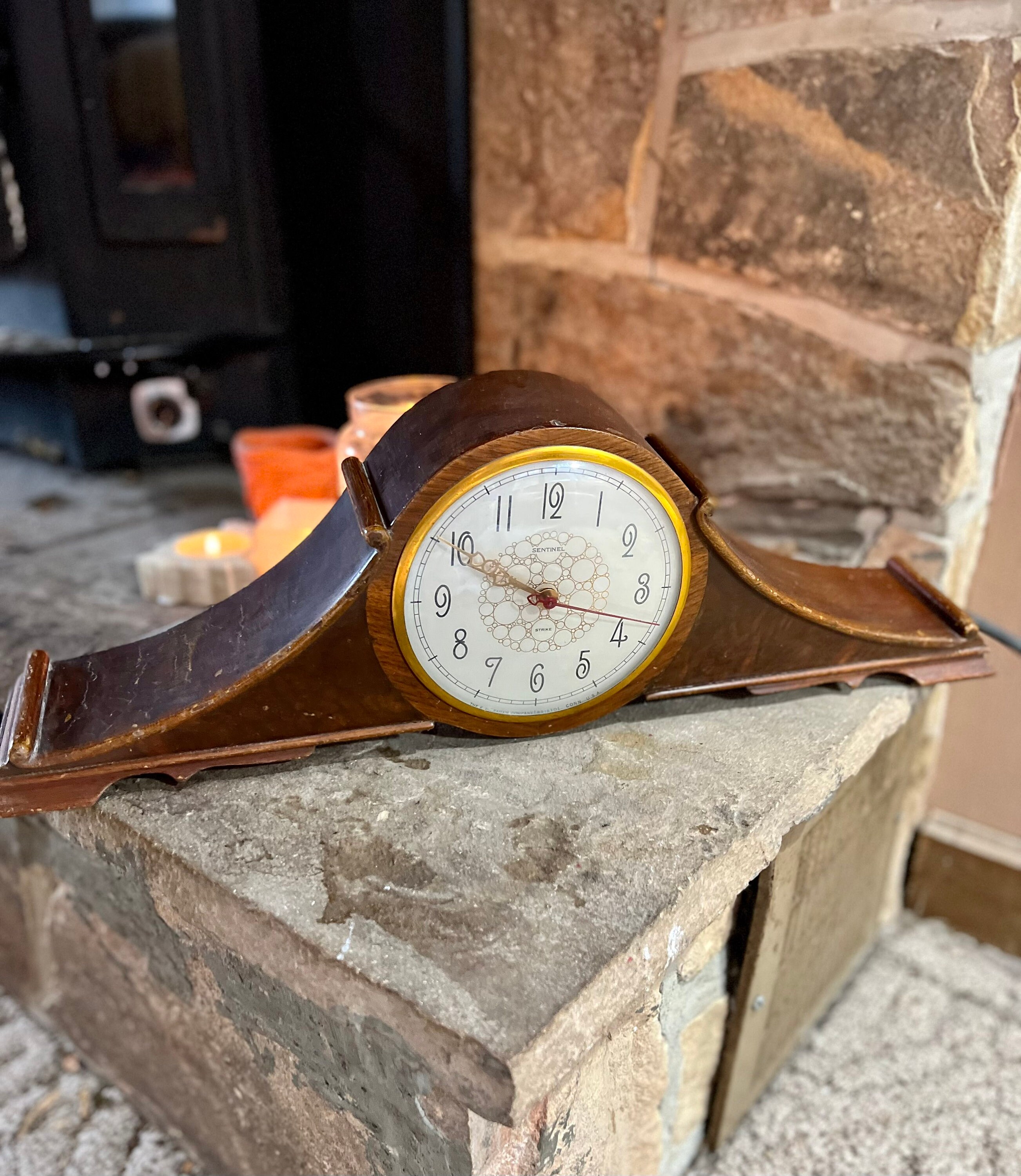 Wooden Antique Mantle Clock, Table Top Clock, Croyden the E Ingraham Co