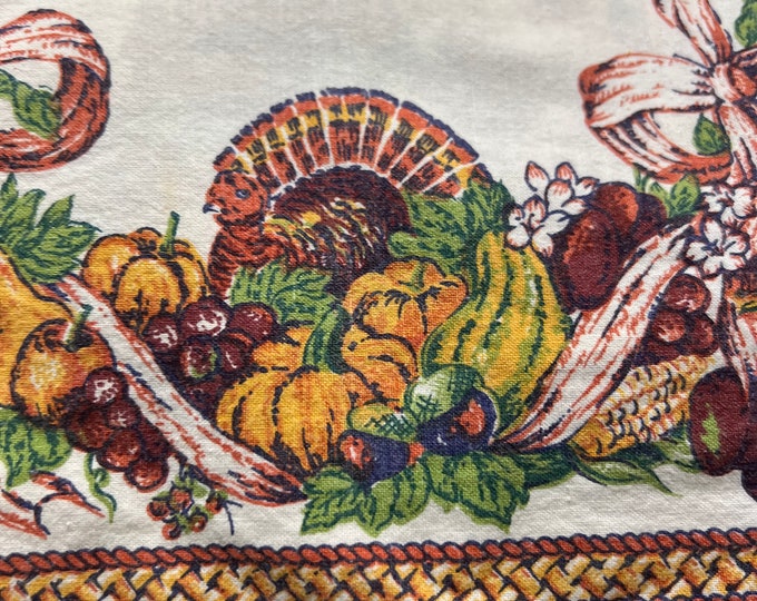 Thanksgiving Napkins Set, Turkey Autumn Colors, Set of 7