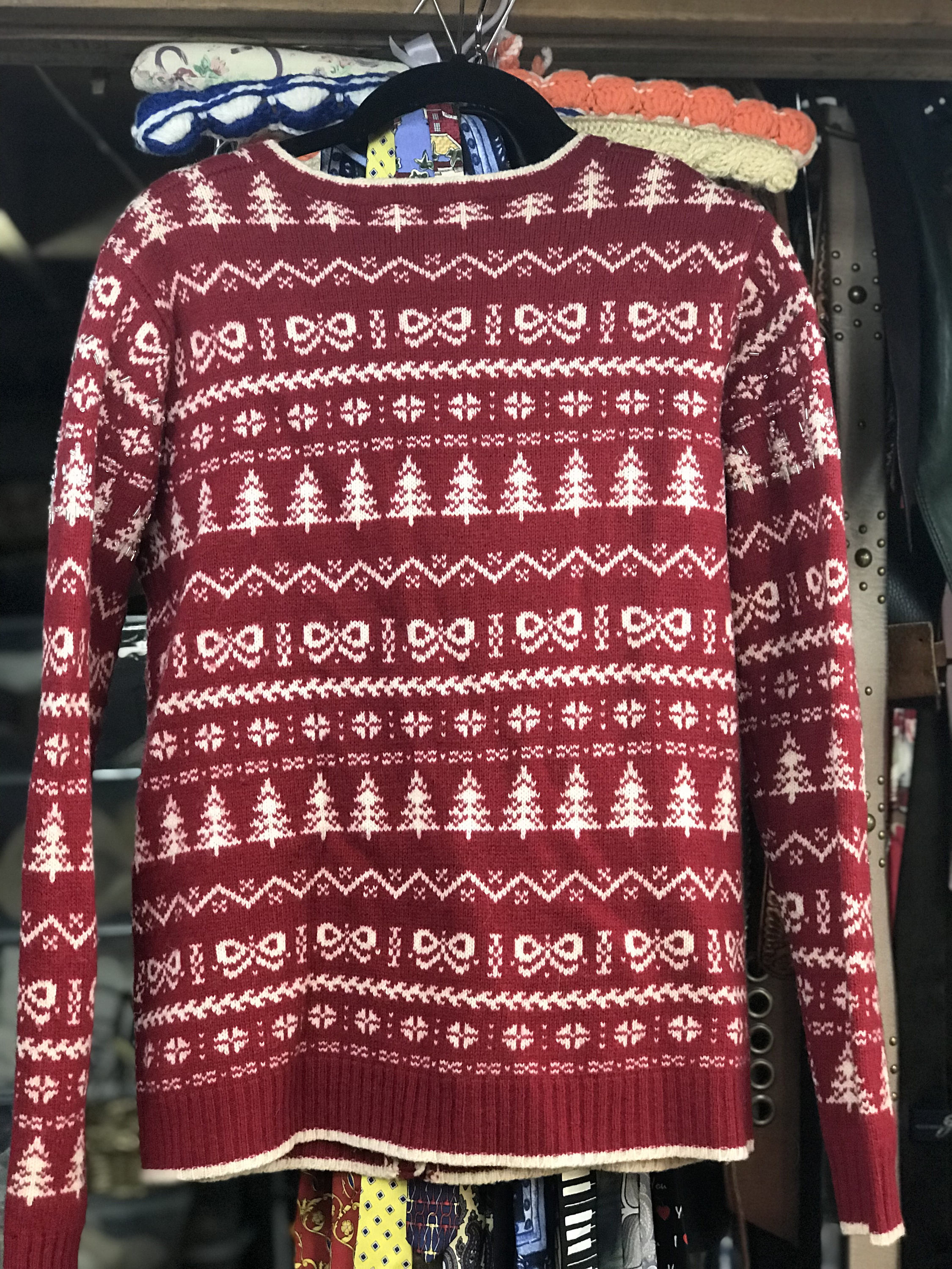 Christmas sweater red cardigan women's