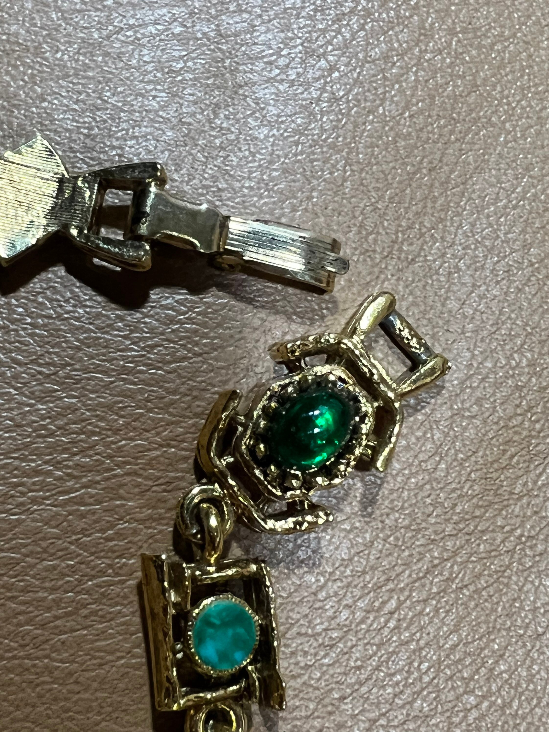 Green Costume Jewelry Bracelet, Vintage Mid Century Jewelry