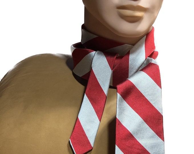 Red and White Striped Necktie, Polo By Ralph Lauren Tie, Gift For Him