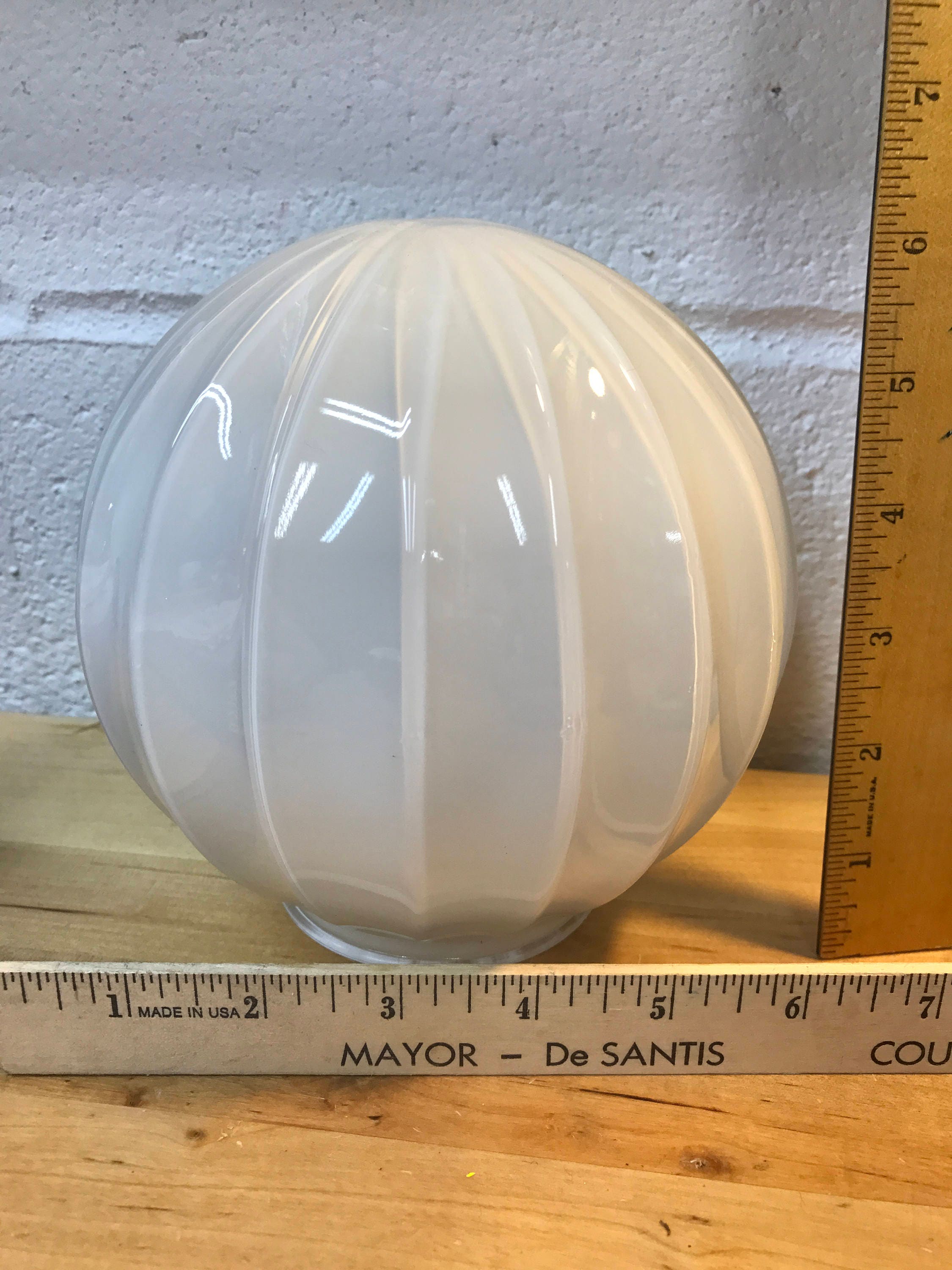 Vintage white glass globe fixture / retro ceiling light