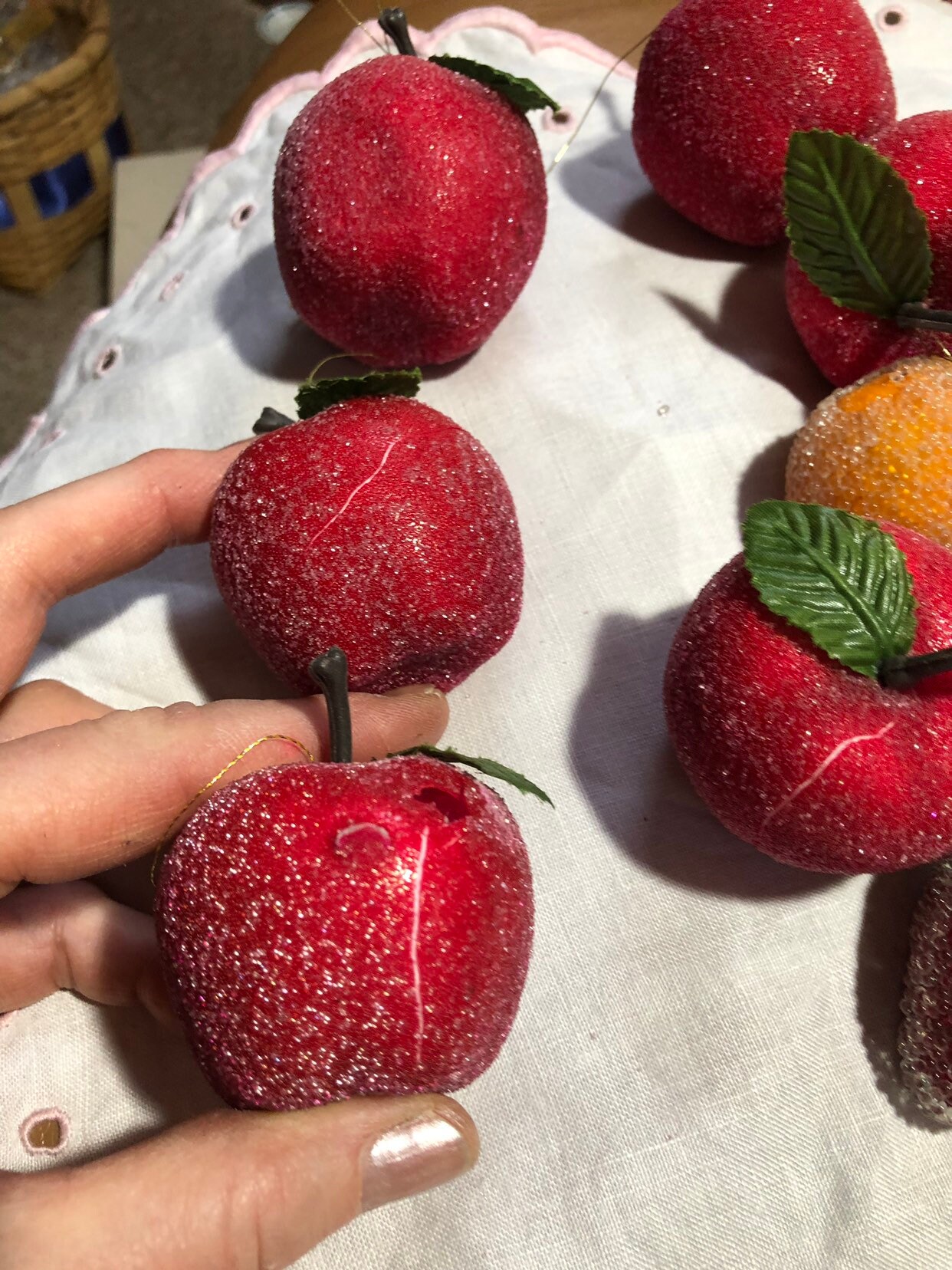 Faux Fruit Decorations centerpiece or wreaths decorations sparkly