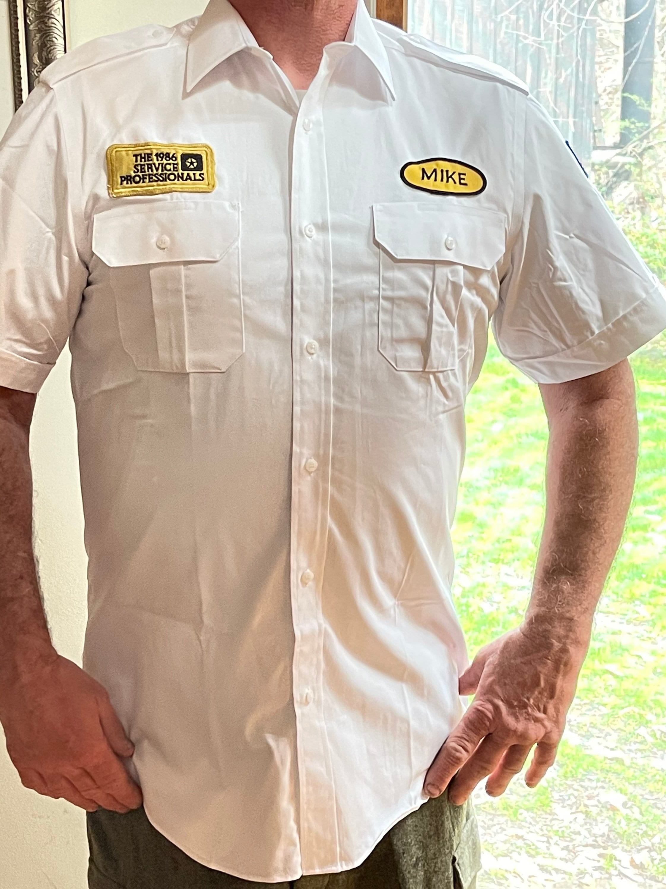 Vintage Work Shirt, Retro Mike Uniform Button Down, Car Cruise Shirt