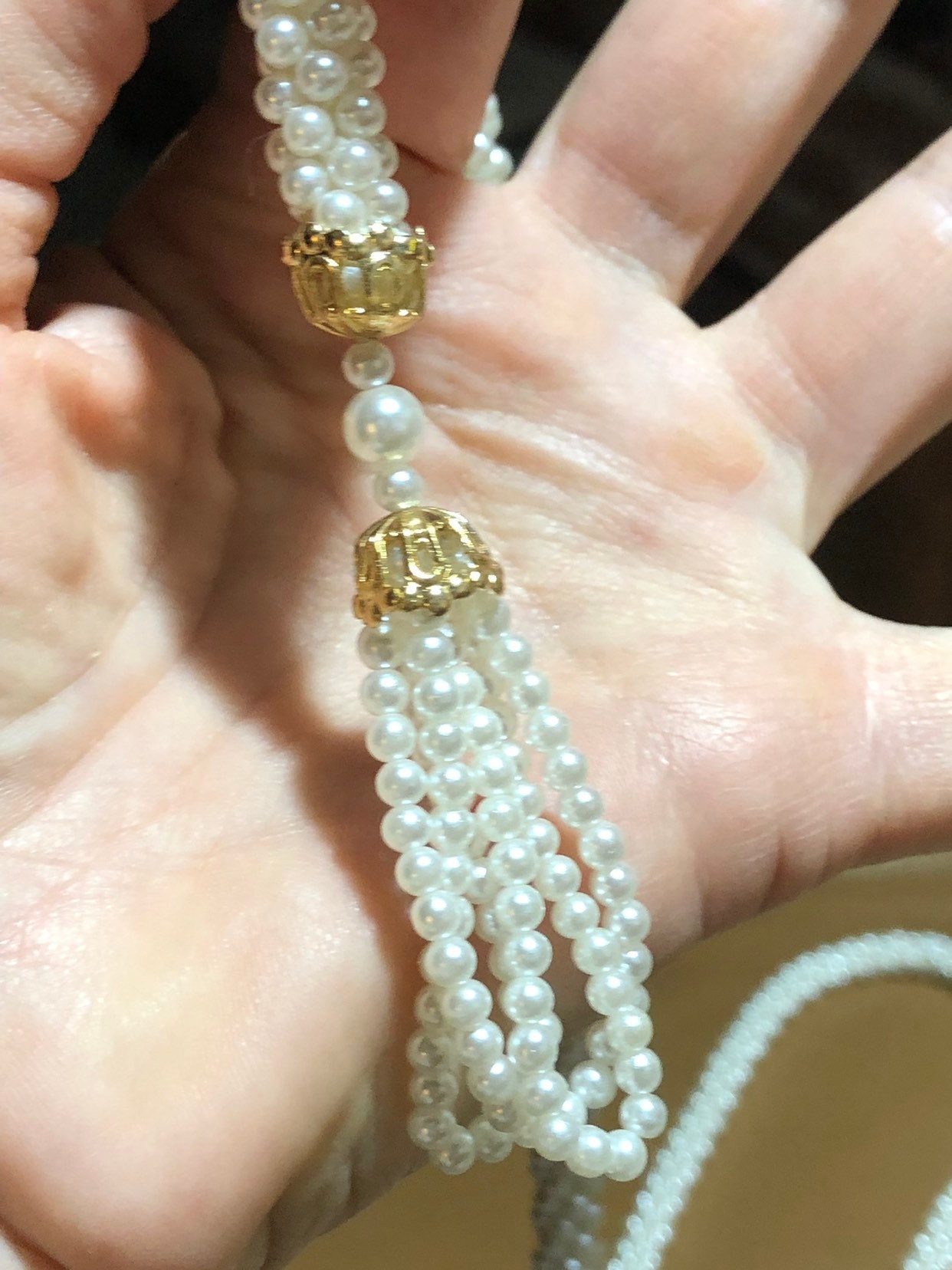 Faux Pearl Tassel Vintage Necklace - Flapper Costume Jewelry - Long ...