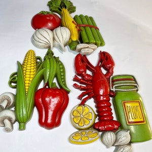 Vintage Homco Lobster Kitchen Wall Decor - Set of 3