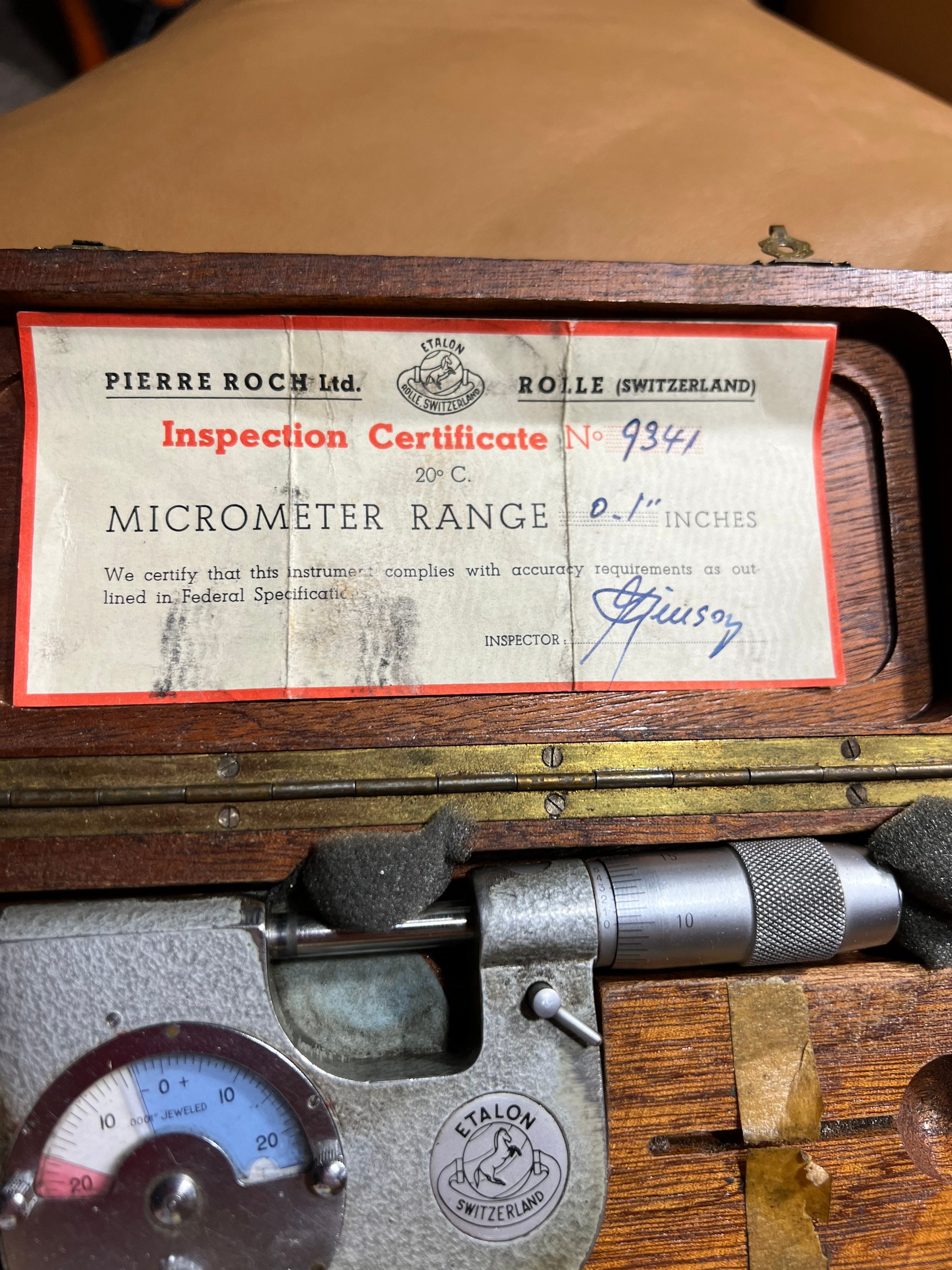 Etalon Micrometer, Rolle Switzerland Pierre Roch Ltd, Vintage