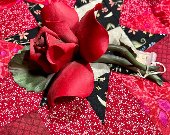 Red Rose Porcelain Figurine, Dea Capodimonte Italian Collectible, Vintage Valentine’s Day Decoration