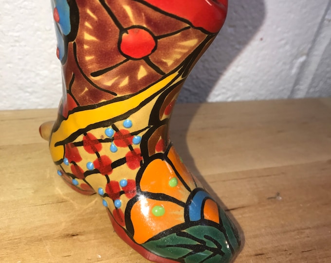 Painted Cowboy Boot Figurine, South Western Boot Decor