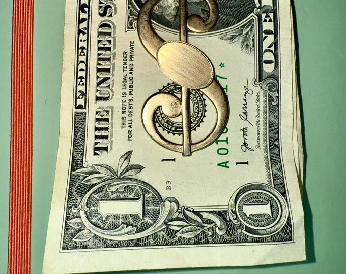 Money Clip Dollar Sign Statement Unisex Gift Brass Cash Holder Vintage Retro