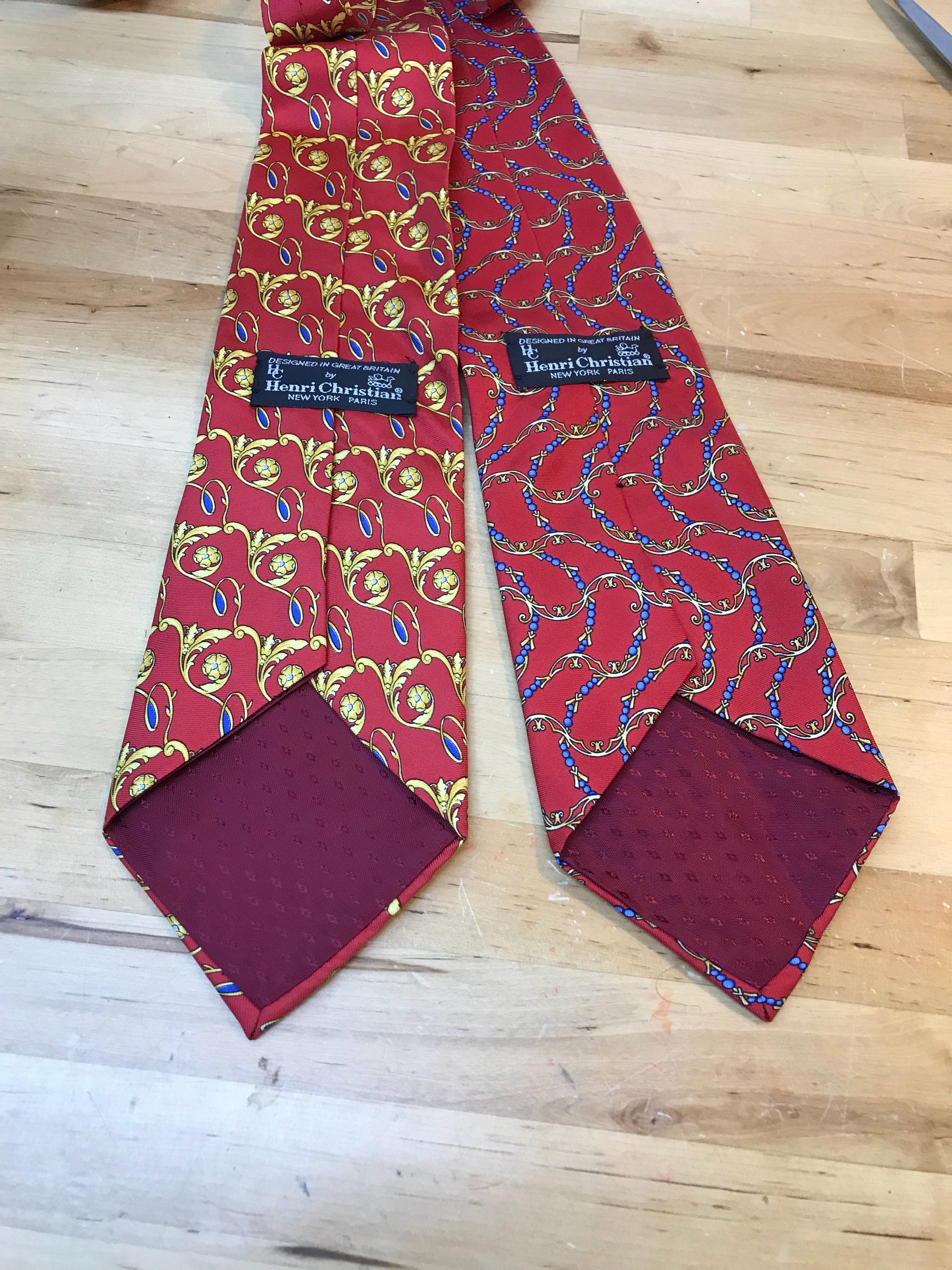 Red Silk Neckties, designer ties Henri Christian