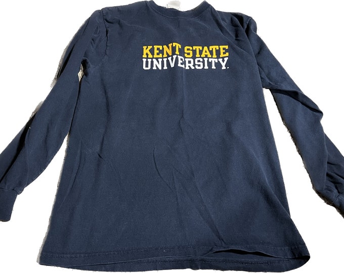 Kent State University Tee Shirt, Long Sleeve Unisex College Top, Blue Yellow Athletic Wear