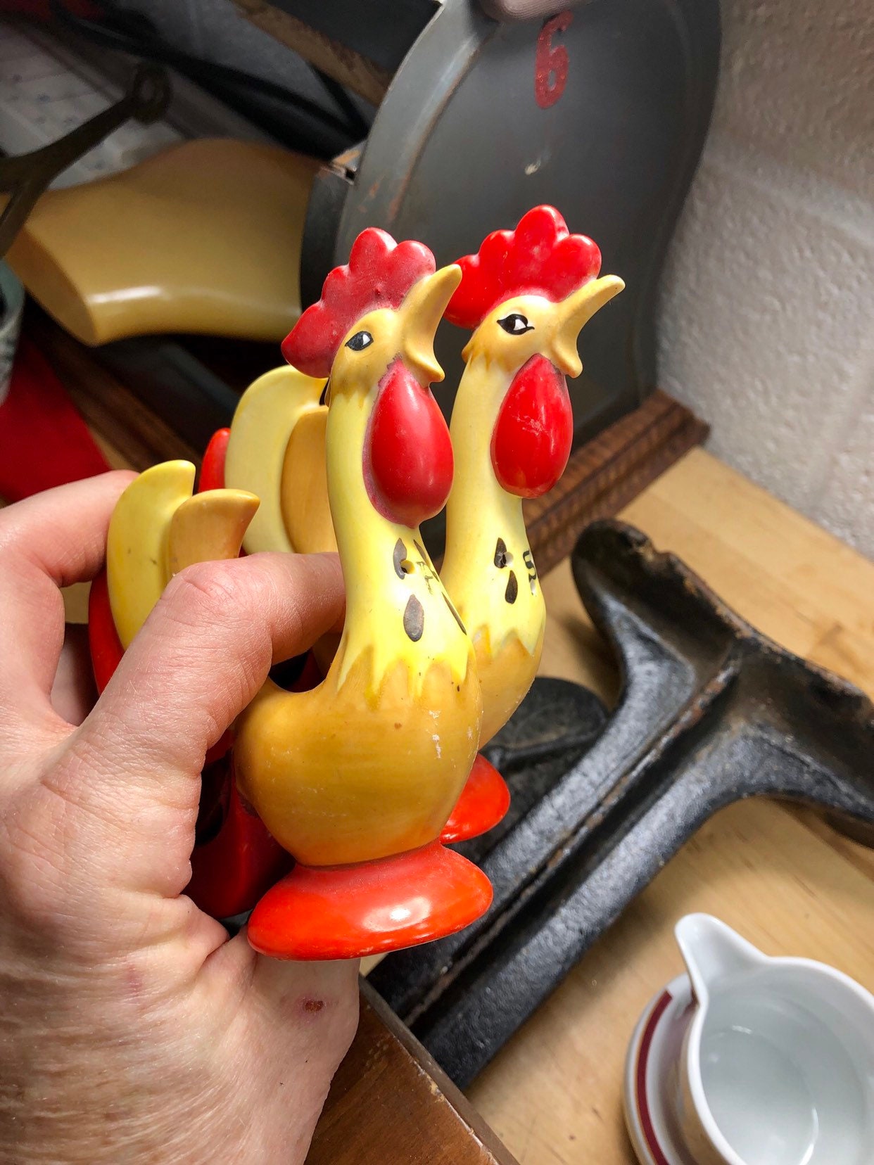 Rooster Salt and Pepper Shaker Set, Mid Century Holt Howard Roosters