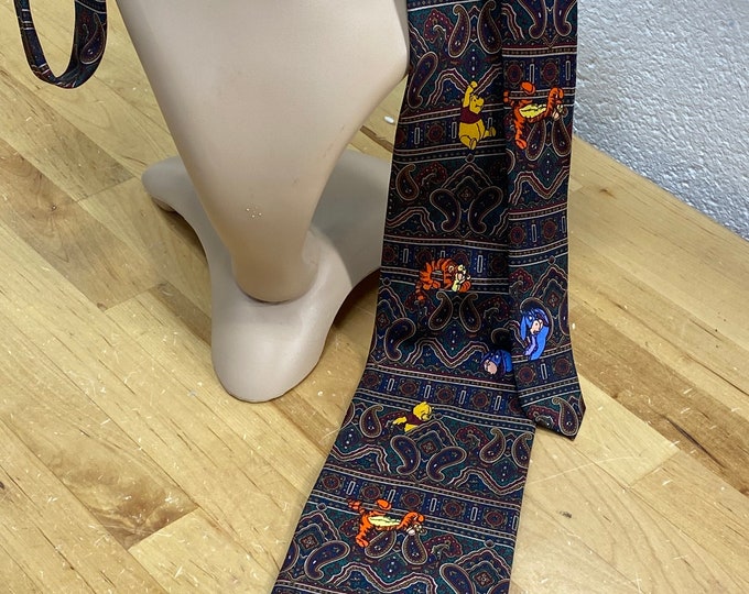 Winnie The Poo Necktie, The Disney Store, Paisley Cartoon