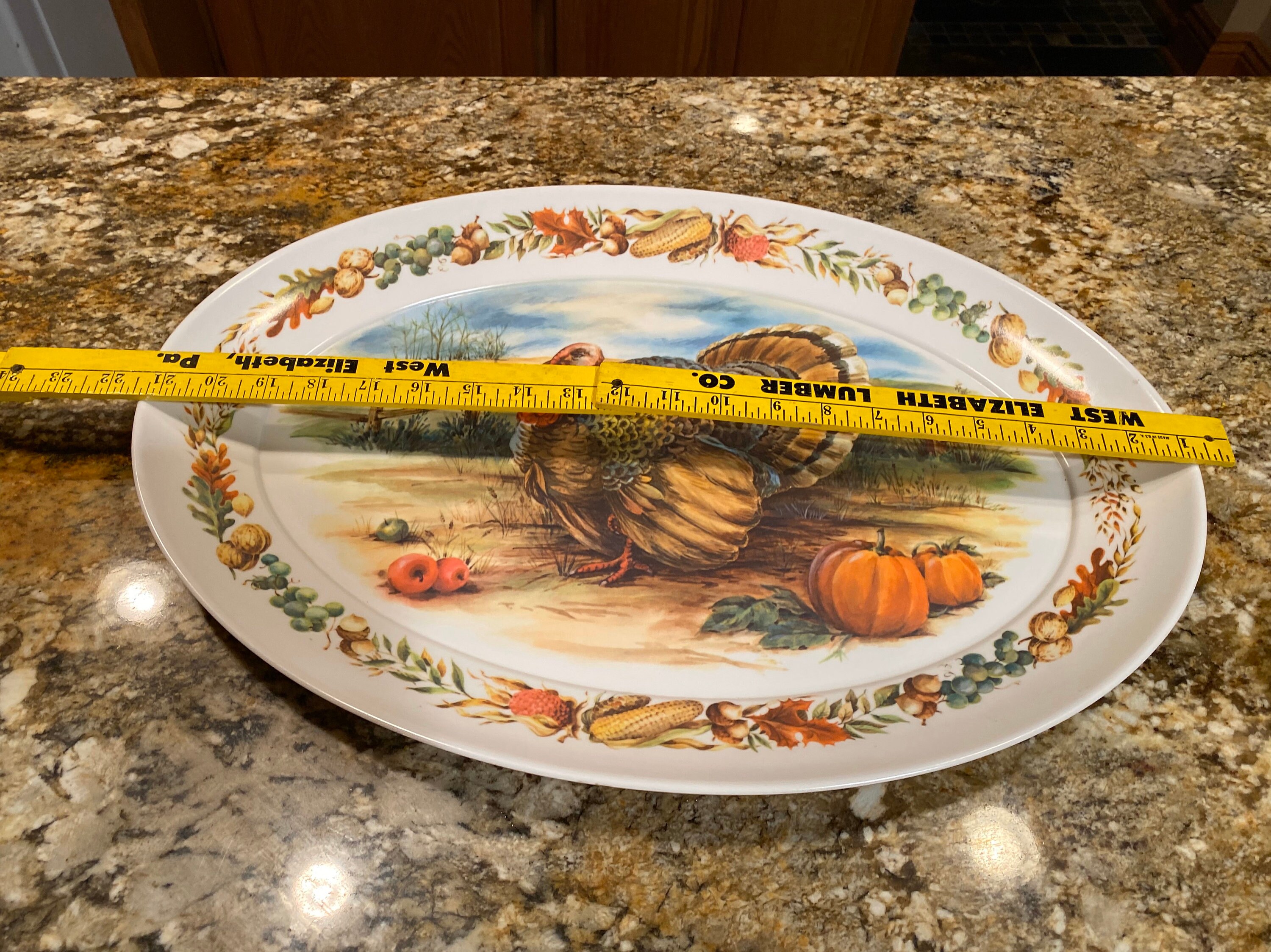 Thanksgiving Turkey Serving Platter, Large Decorative Vintage ...