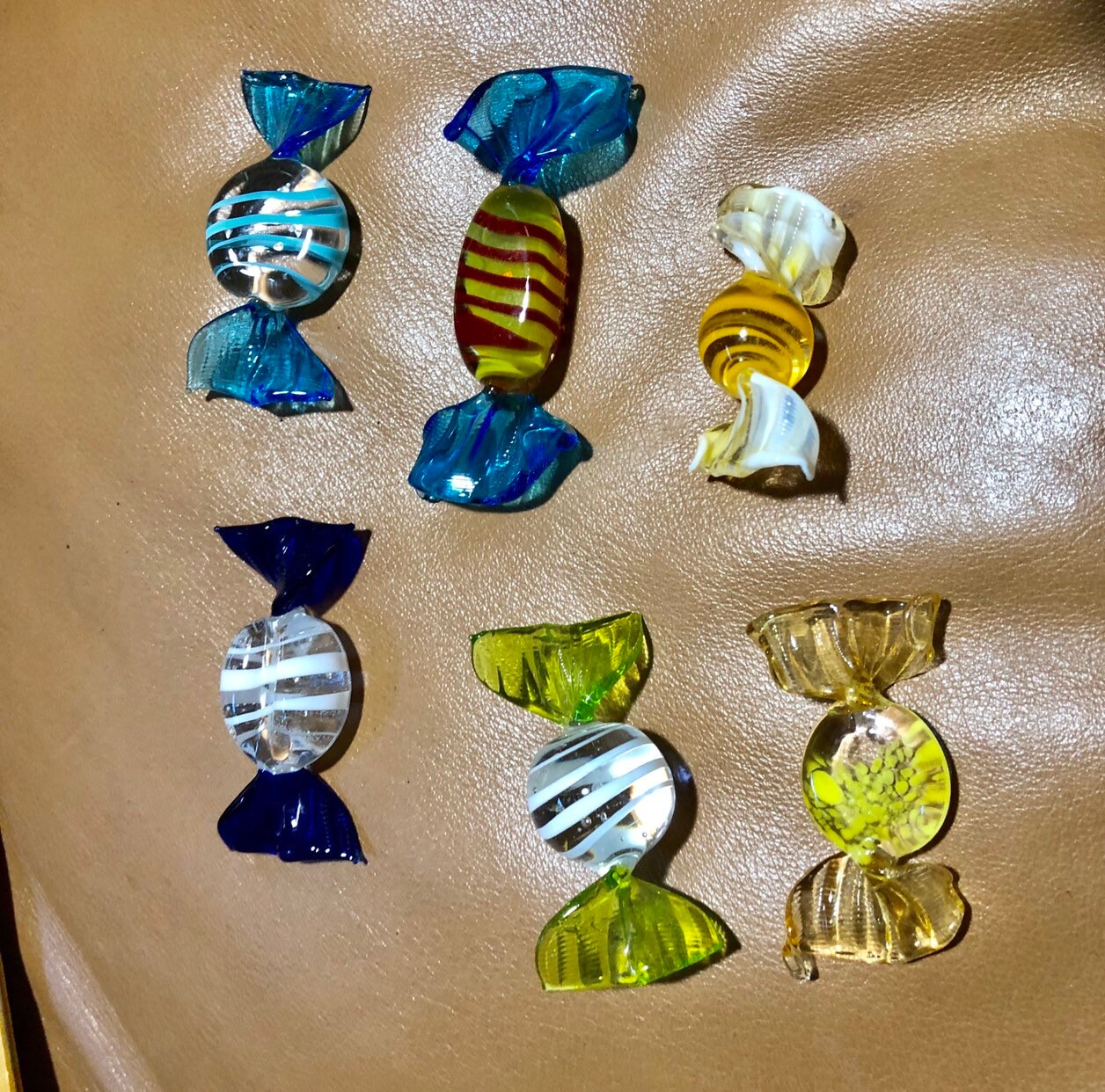 Blown Art Glass Wrapped Candy, Colorful Faux Hard Candy Display Set