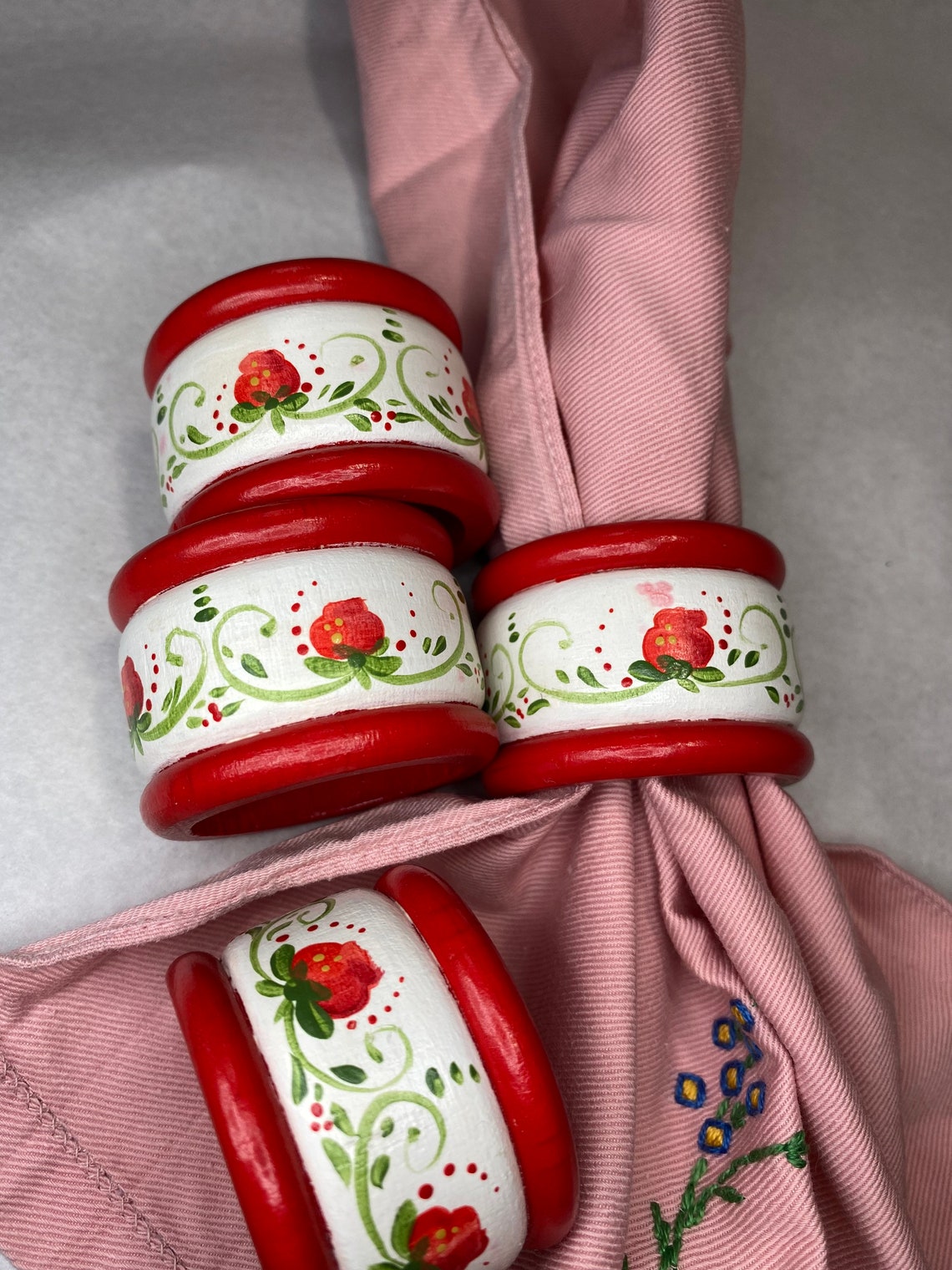 Christmas Napkin Rings Holiday Red Dinner Table Decor Etsy