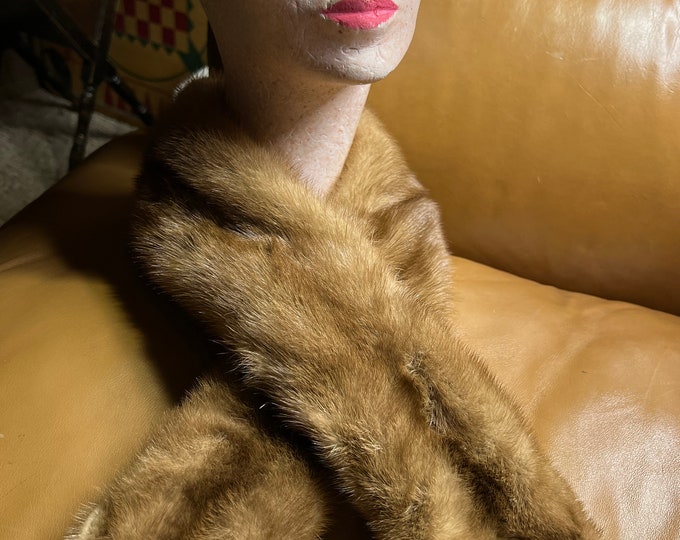 Retro Mink Fur Collar, Mid Century Luxury Fashion