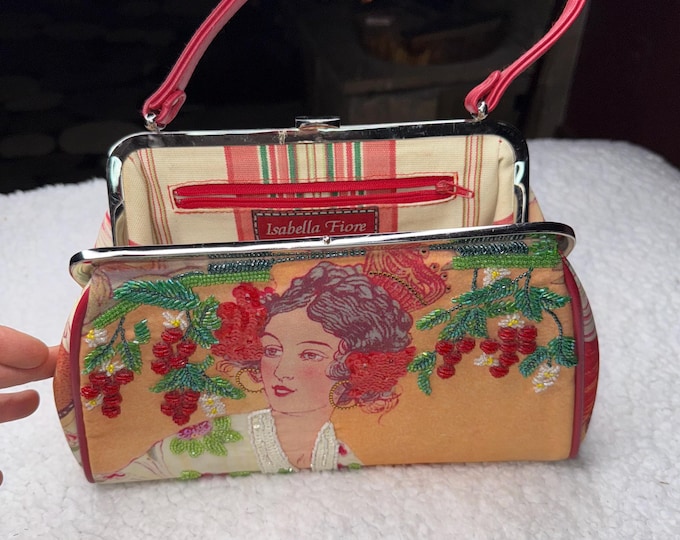 Isabella Fiore Geisha Lady Handbag Sequins Sparkle Purse Summer Top Handle Bag