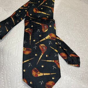 Golfer Necktie, Vintage Golf Club Tie, Handmade Silk Mens Neckwear image 1