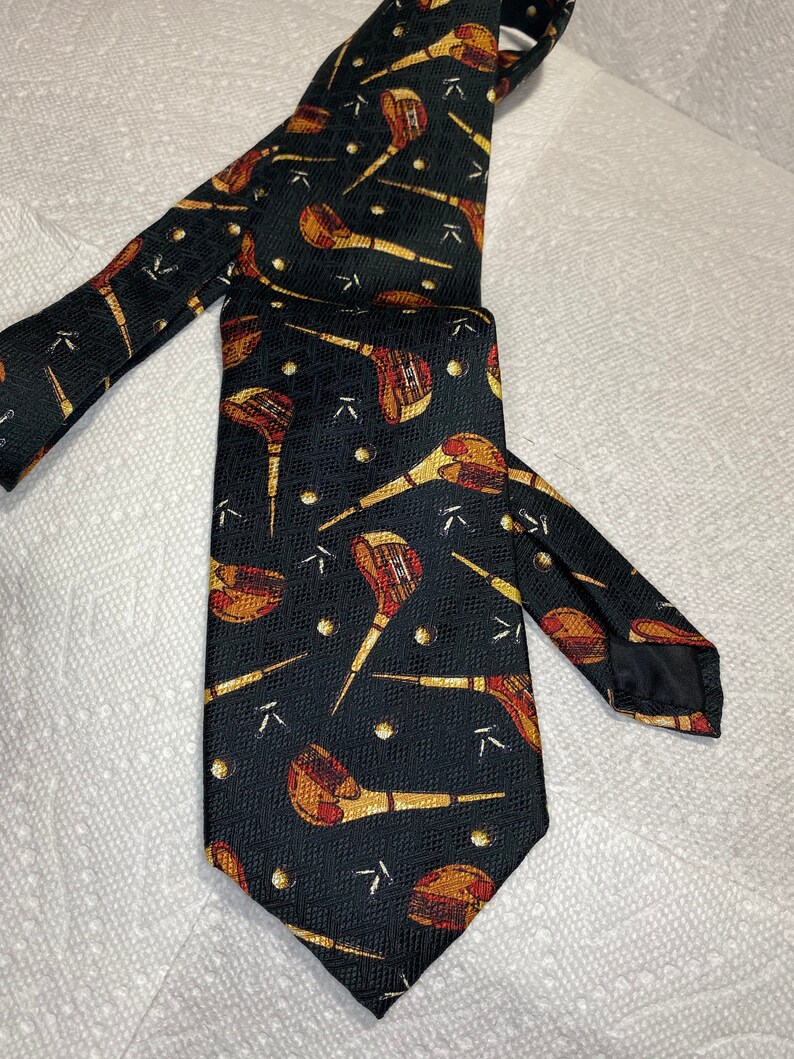 Golfer Necktie, Vintage Golf Club Tie, Handmade Silk Mens Neckwear image 1