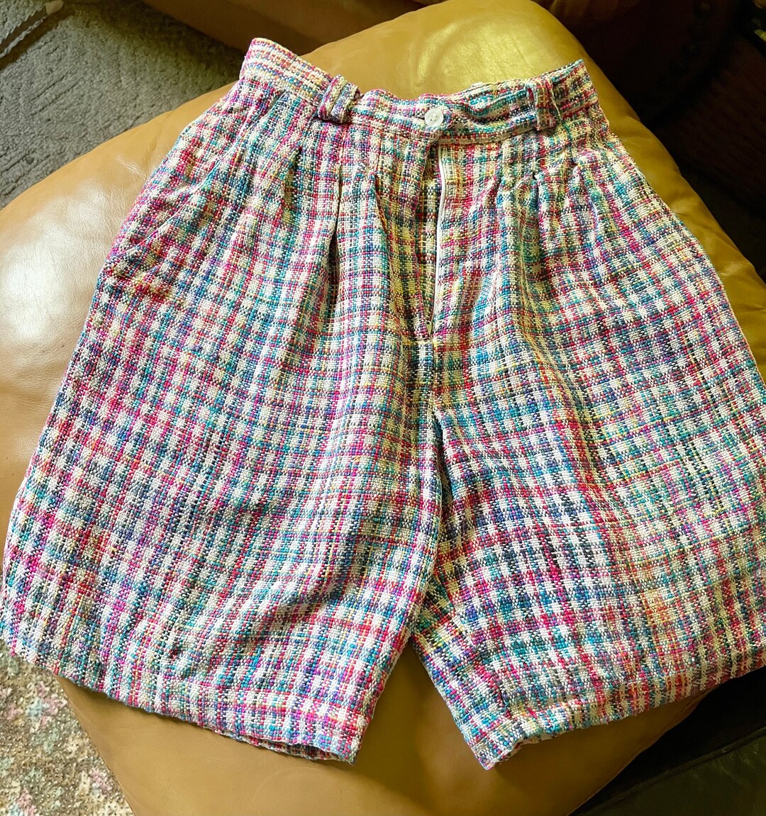 Vintage Plaid Shorts Retro Silk Pants Doncaster Dress Shorts - Etsy
