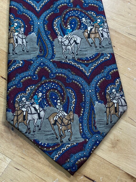 Silk Necktie English Fox Hunt, Vintage Pierre Car… - image 7