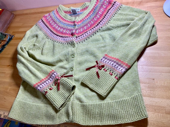 chartreuse cardigan sweater