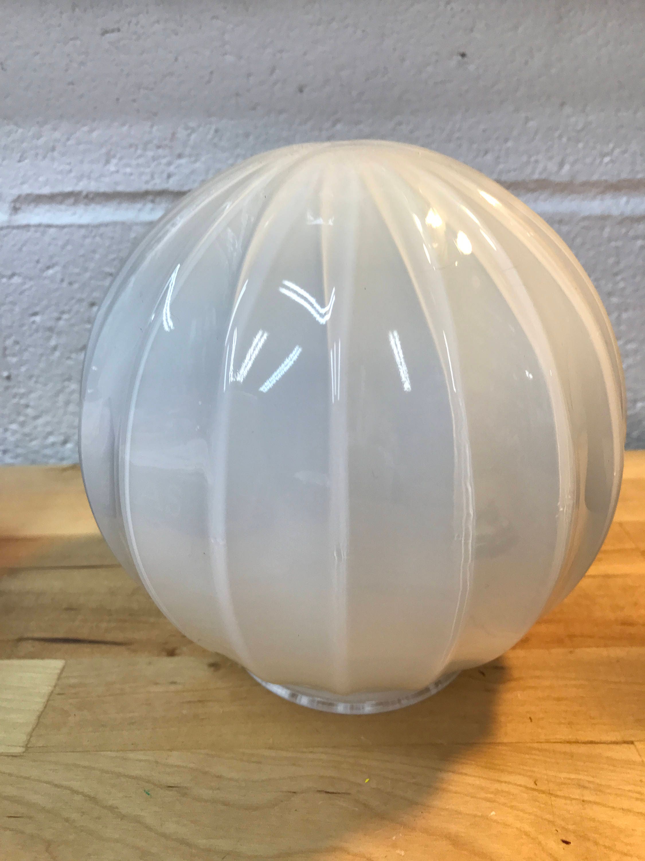Vintage white glass globe fixture / retro ceiling light