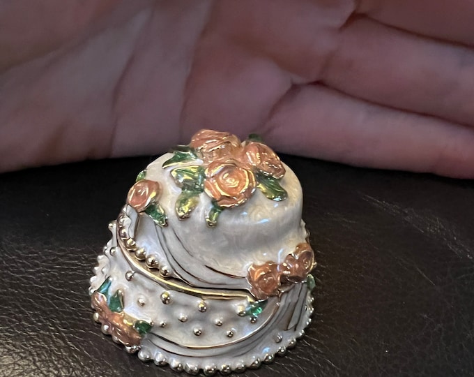 Wedding Cake Trinket Box, Wedding Gift Monet Treasure Display Keepsake