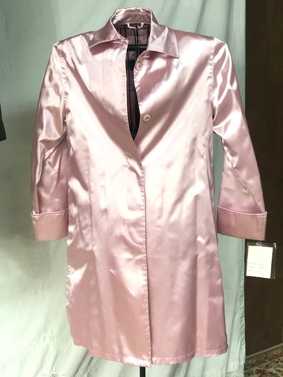 Pink Women's Spring Coat, Shiny Dusty Rose Trench