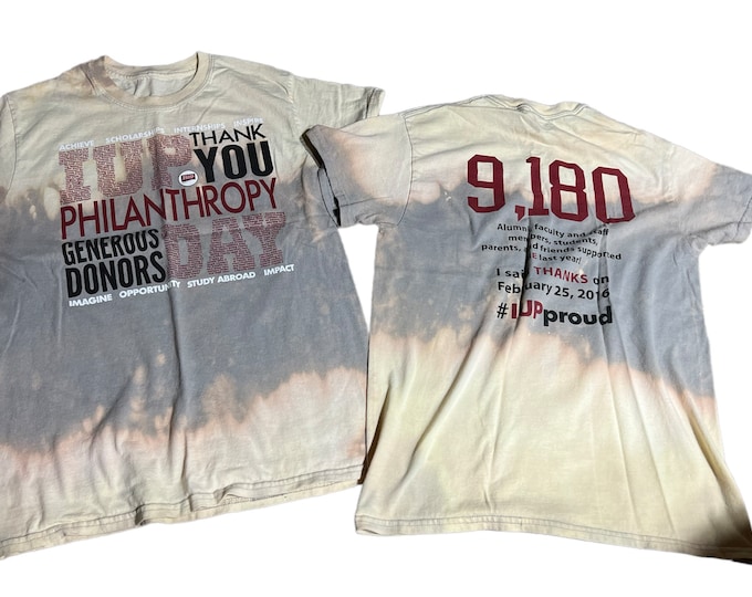 IUP University Matching Tee Shirt Pair, Philanthropy Reverse Tie Dye Distressed Soft Pair of Tees