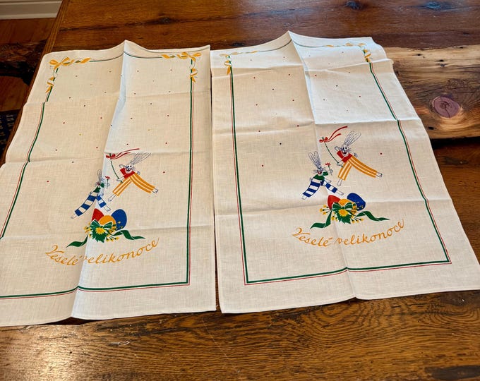 Easter Rabbit Tea Towels Holiday Bunny Home Decorations Happy Easter Vesele Velikonoce Czech