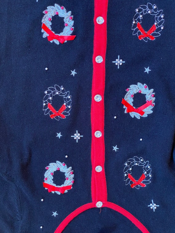 Christmas Wreath Sweater, Holiday Party Cardigan,… - image 5