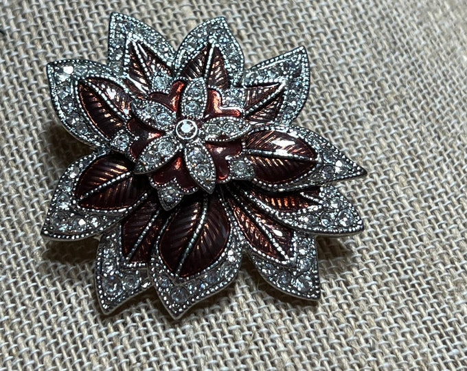 Poinsettia Christmas Pin, Monet Holiday Party Brooch, Costume Jewelry