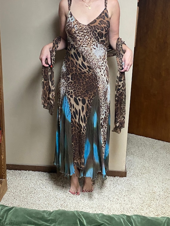 Formal Party Dress, Leopard Sparkle Dress with Sha