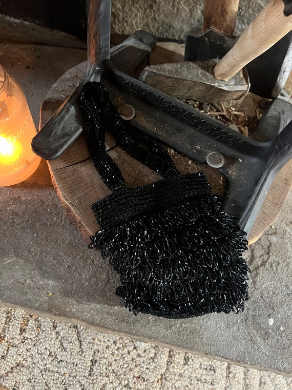 Black Flapper Handbag, Beaded Evening Cocktail Pu… - image 9