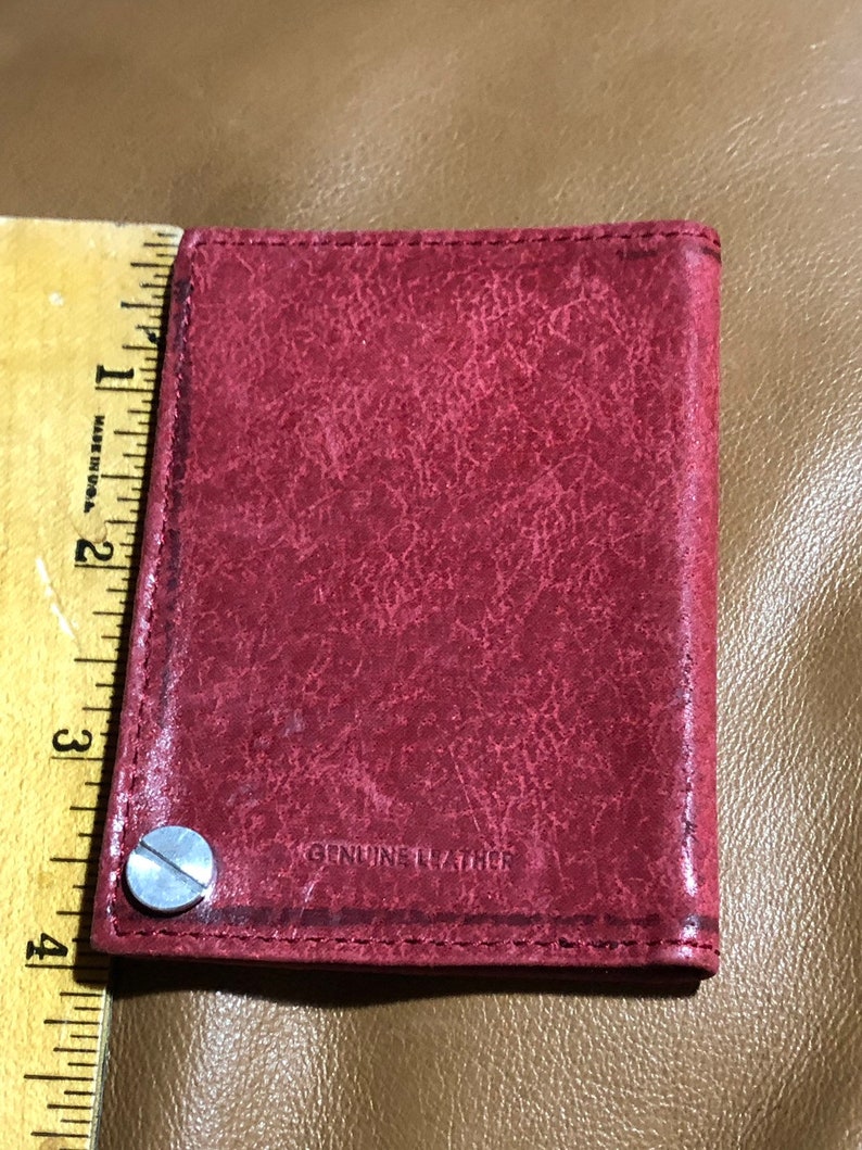 Red Leather Wallet Photo Holder Business Card Holder Wallet Etsy