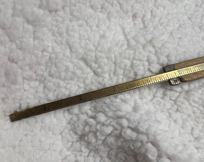 Wood And Bras Folding Ruler, Vintage Contractor Tool, Home DYI