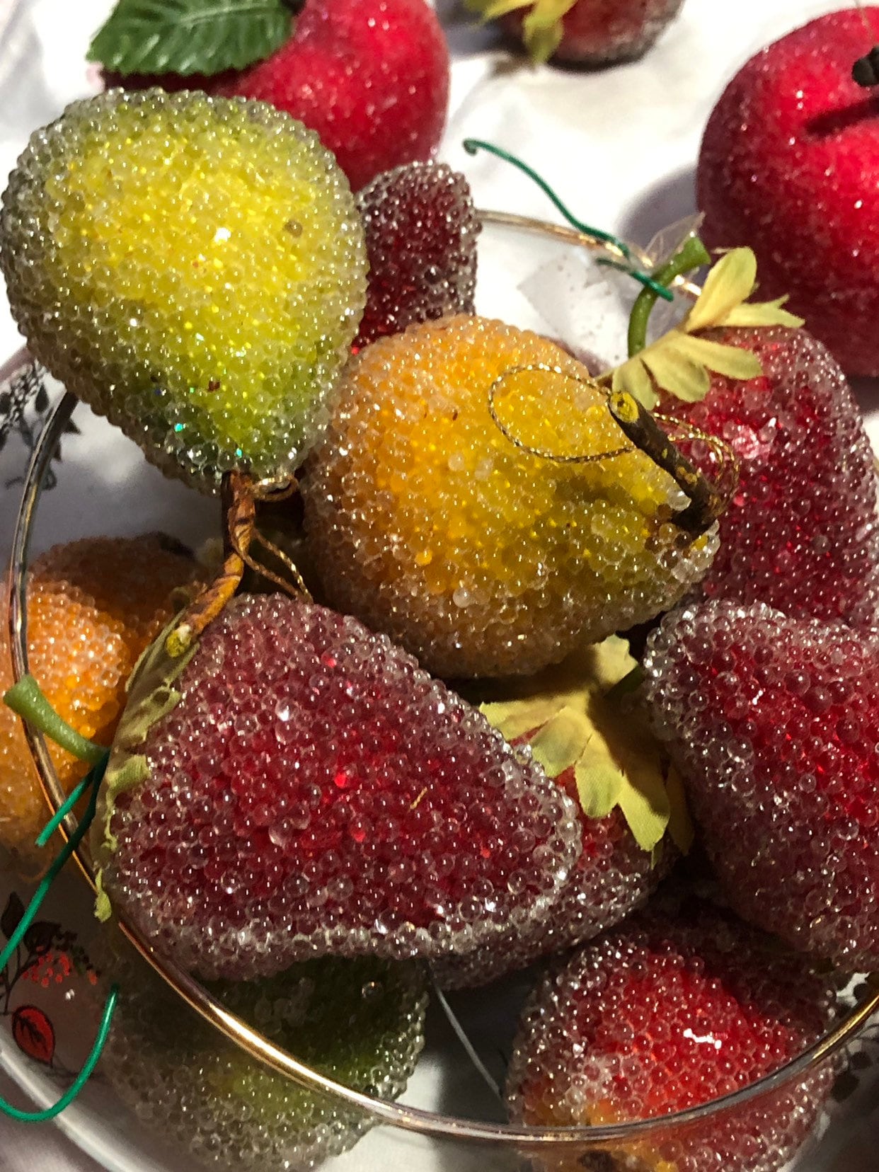 Faux Fruit Decorations centerpiece or wreaths decorations sparkly