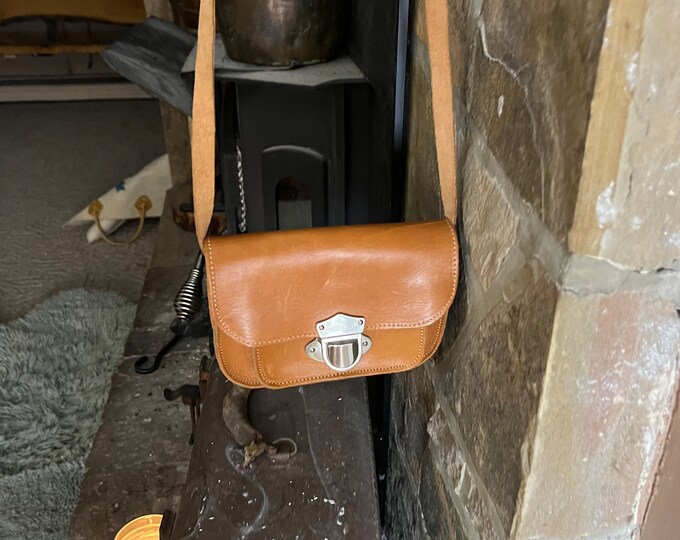Leather Mini Messenger Bag, Crossbody Brown Purse, Travel