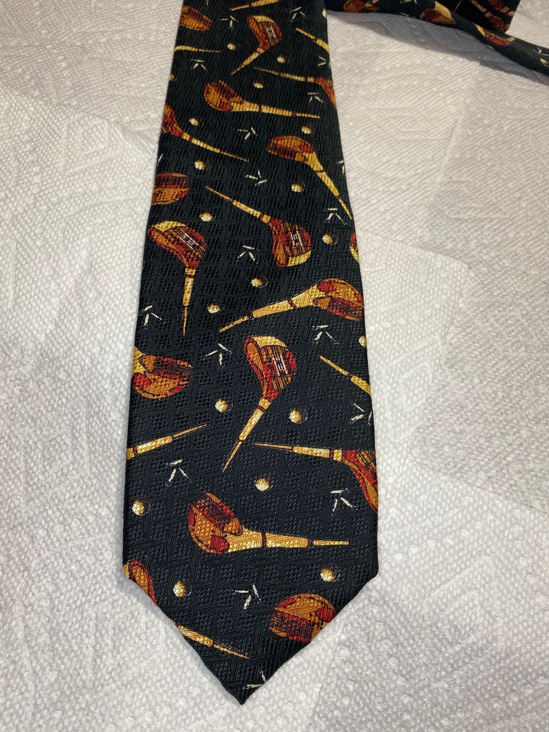 Golfer Necktie, Vintage Golf Club Tie, Handmade Silk Mens Neckwear image 7