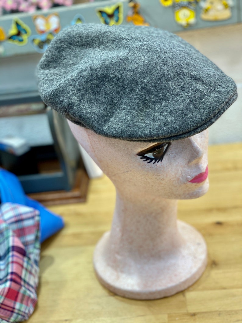 Gray Wool Newsboy Hat, Vintage Kangol Cap, Unisex Fashion image 8