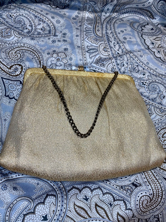 Gold Evening Bag, Ande Lame Vintage Fashion Purse… - image 1