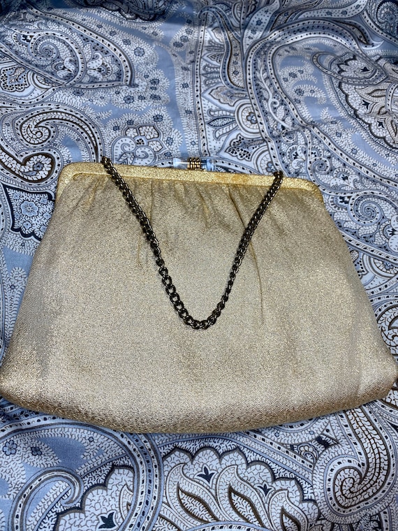 Gold Evening Bag, Ande Lame Vintage Fashion Purse… - image 1