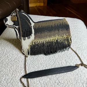 Dog Handbag, Mary Frances Purse, Beaded Pet Spaniel Shoulder Strap Crossbody Gift