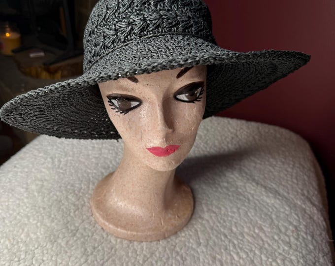 Black Summer Straw Hat Cappelli Beach Wear Garden Party Casual Boho